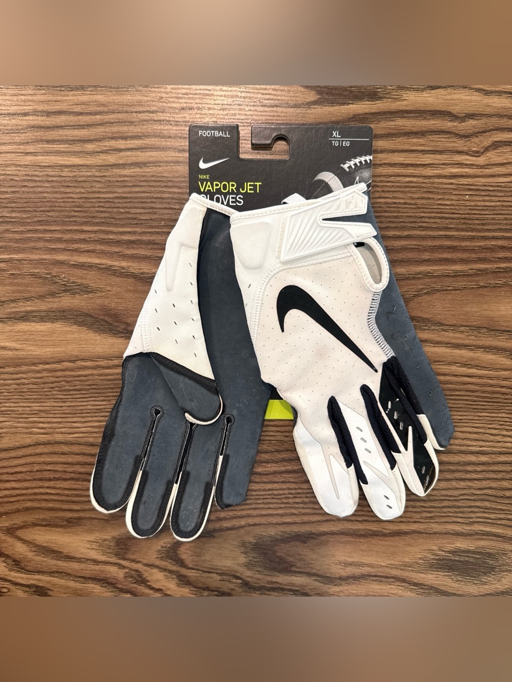 Size XL Nike Vapor Jet 5.0 FG Hydragrip Receiver Gloves White/Black PGF048